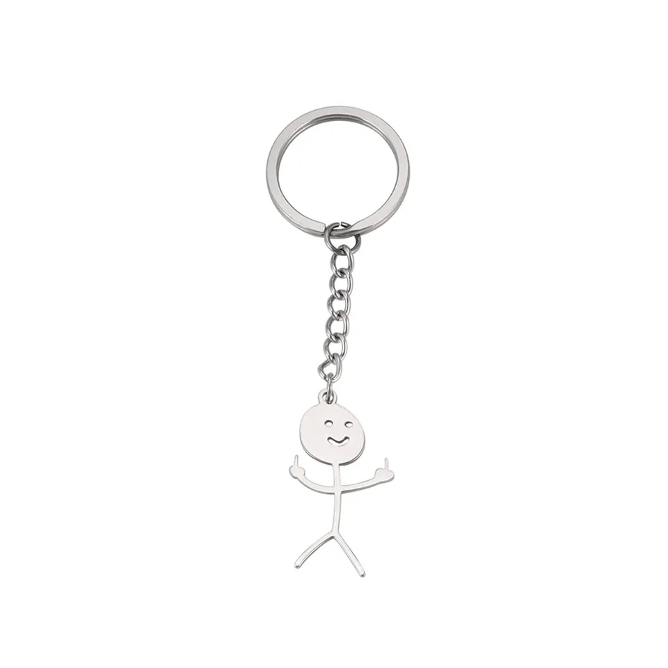 Eueavan Keyrings portachiavi dito medio argento smile