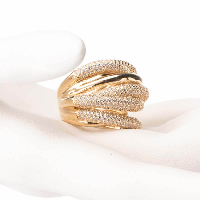 Chic Ad Hoc Anelli Anello Argento Fascia Alta Intreccio