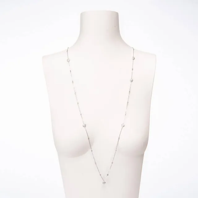 Chic Ad Hoc Collana Lunga Cuori Argento Zirconi Brillanti