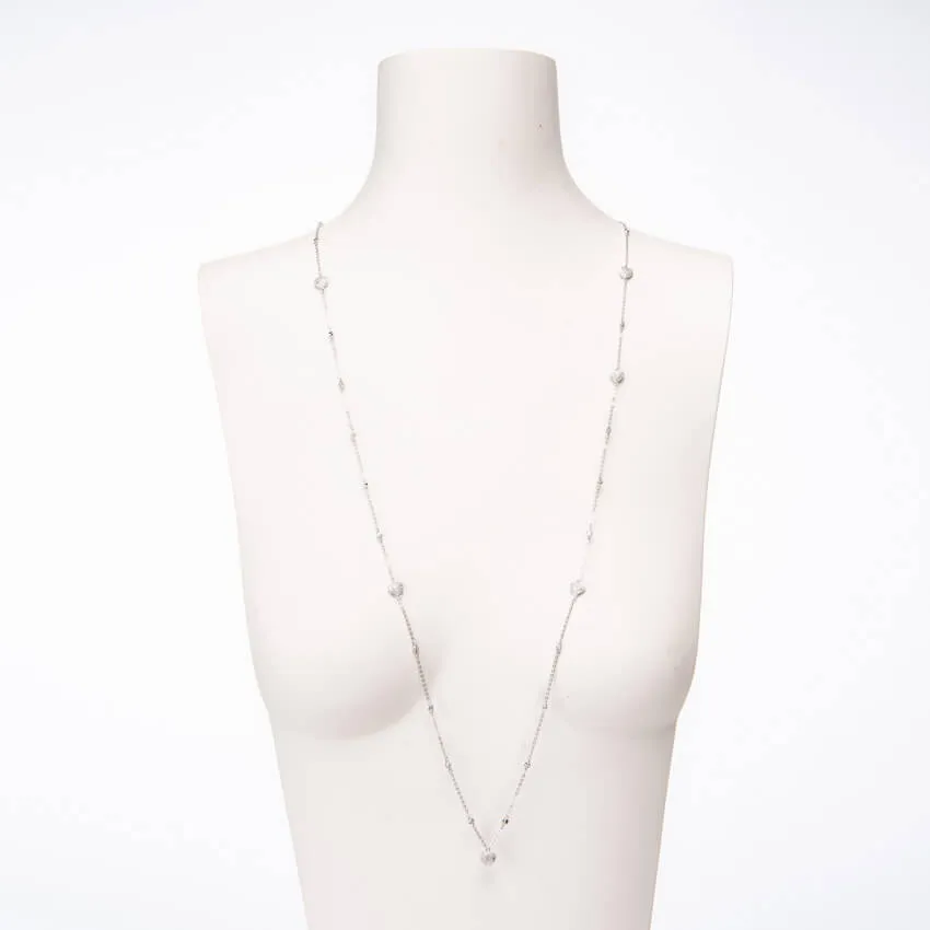 Chic Ad Hoc Collana Lunga Cuori Argento Zirconi Brillanti