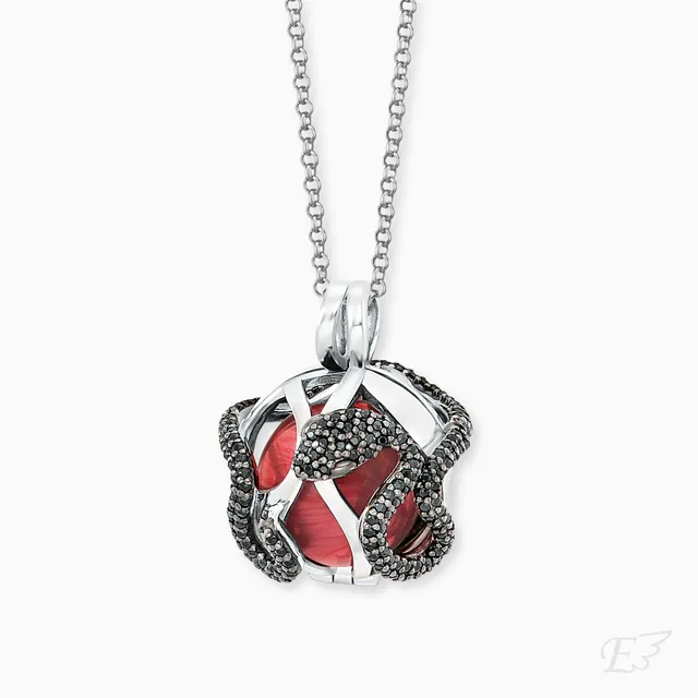 Engelsrufer Eden collana argento sfera rossa zirconia XS