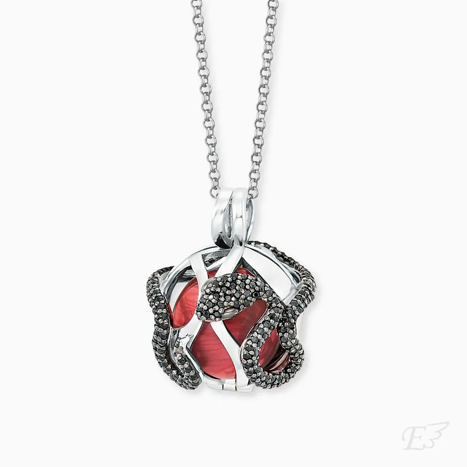 Engelsrufer Eden collana argento sfera rossa zirconia XS