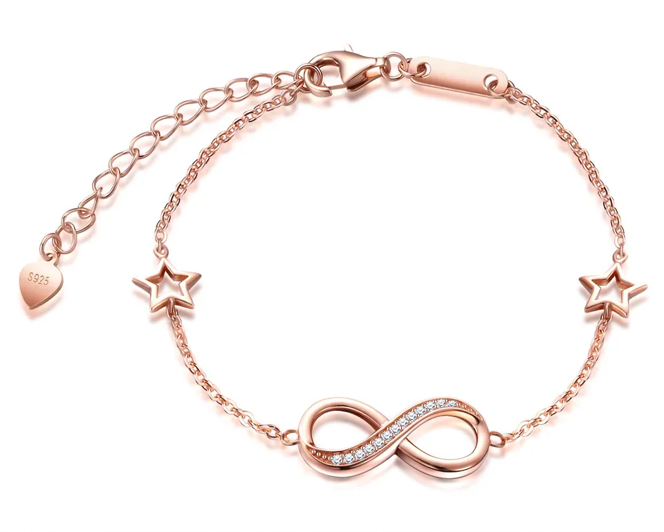 INFINIONLY Bracciale Infinito Argento 925 Rose Gold Zirconi