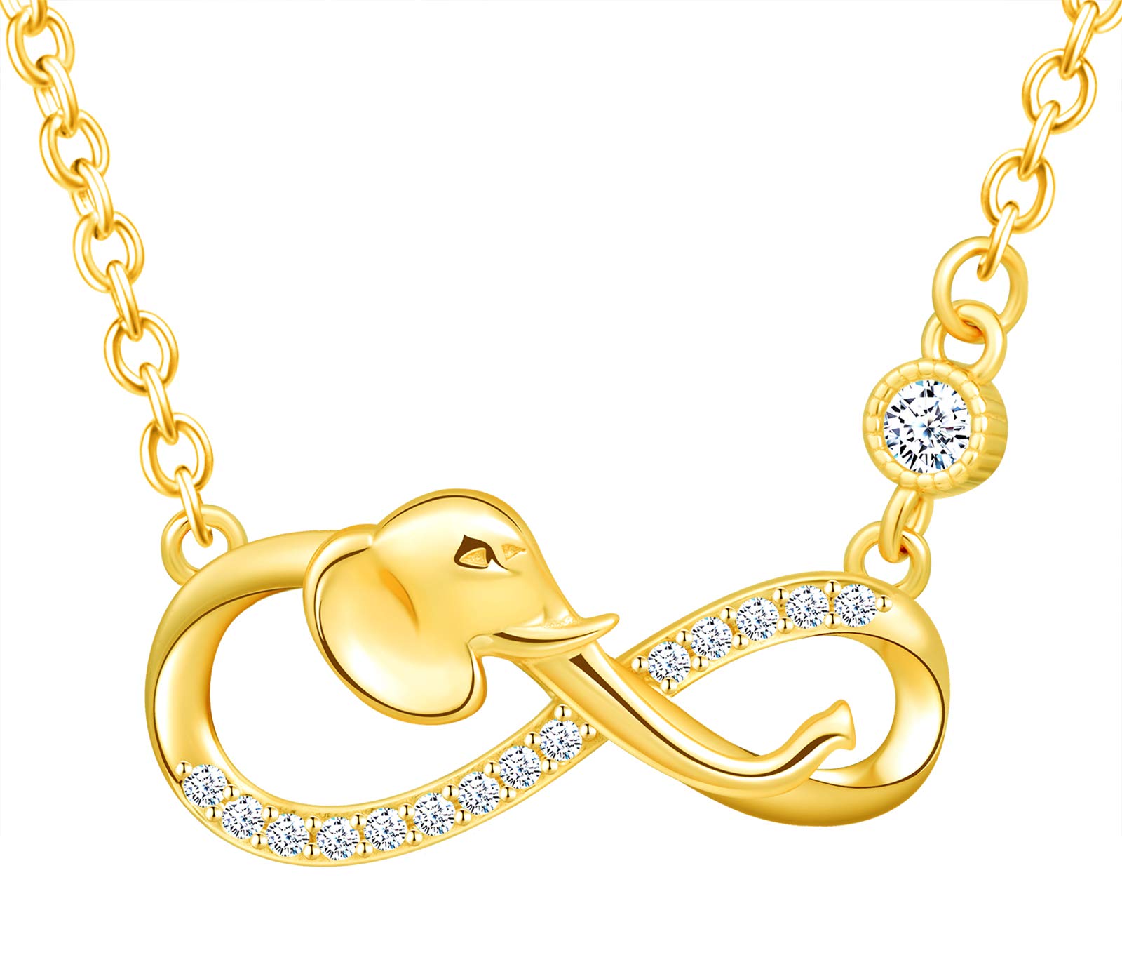 INFINIONLY Fashion Necklaces Gold-Necklace collana oro elefante zirconi