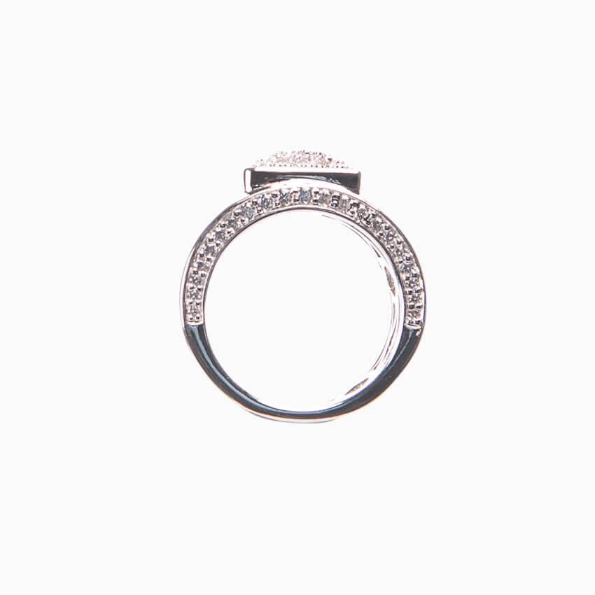 Chic Ad Hoc Anello Mignolo argento zirconi pavé quadrato