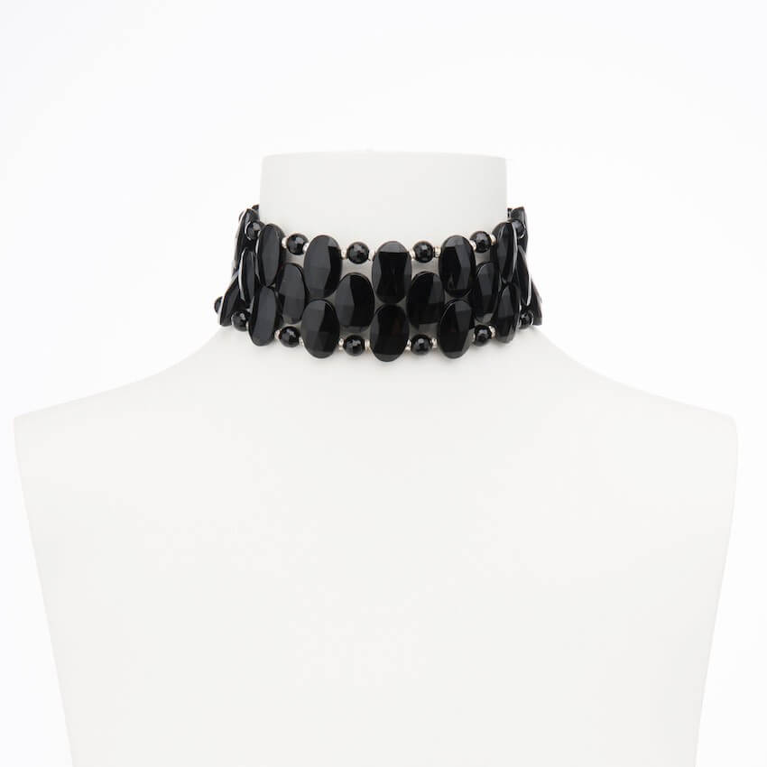 Chic Ad Hoc Collane Collarino choker nero argento collana