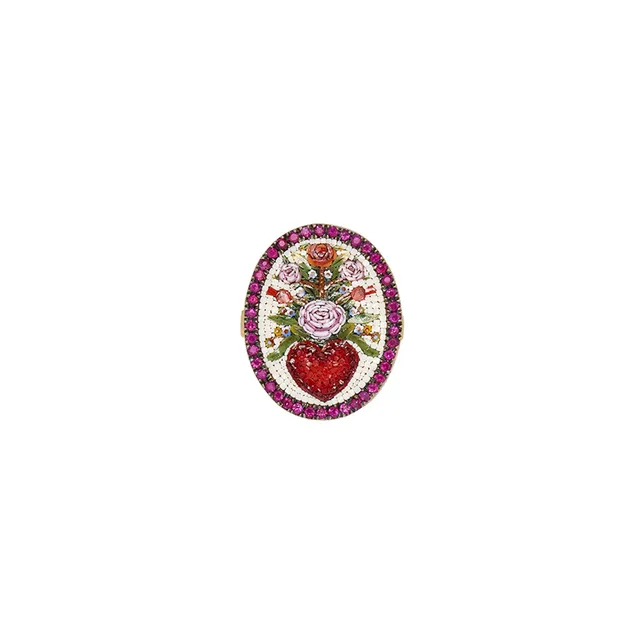 Le Sibille Anelli Flower Heart anello oro rubini