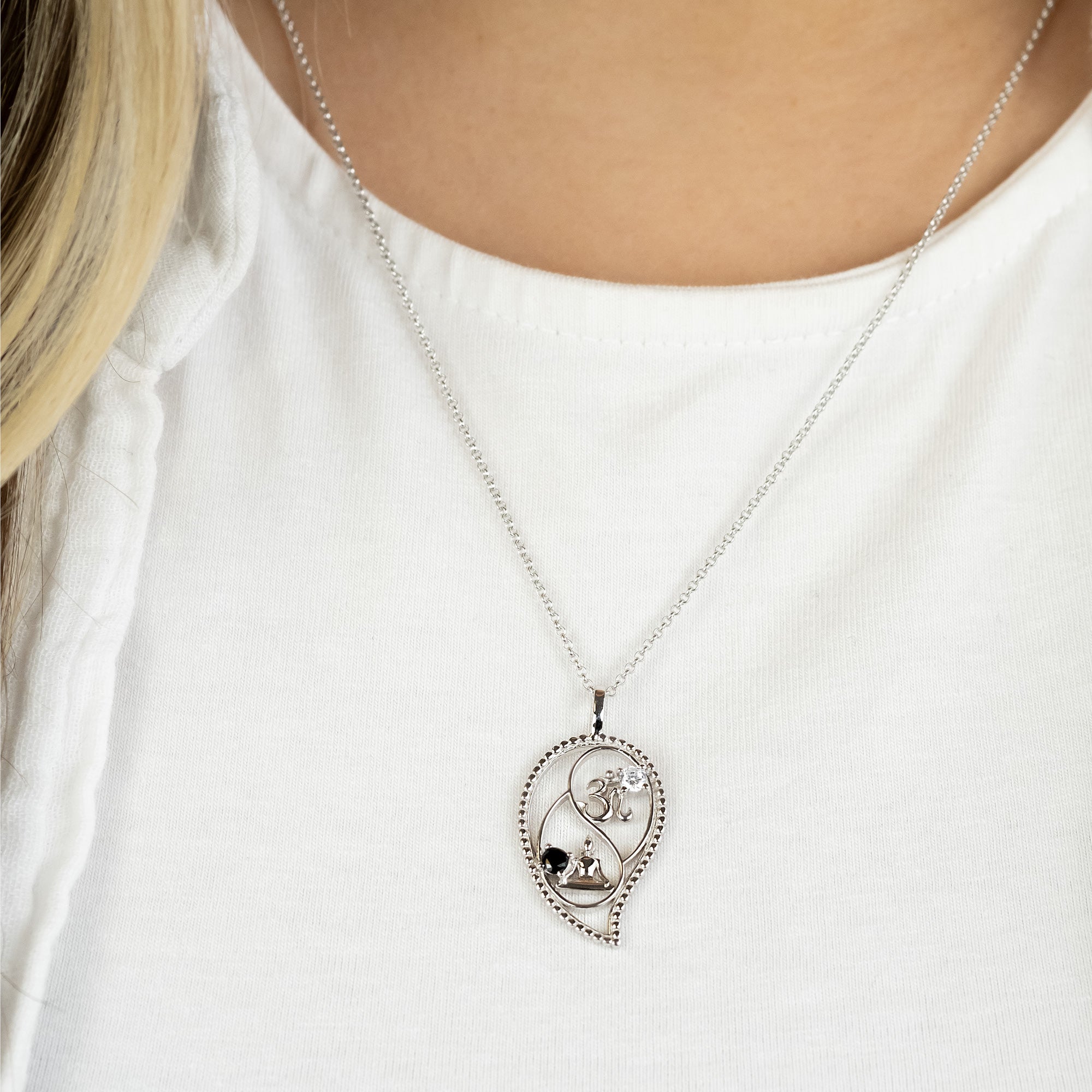 Engelsrufer Yin Yang Collana Argento 925 Goccia Zirconia
