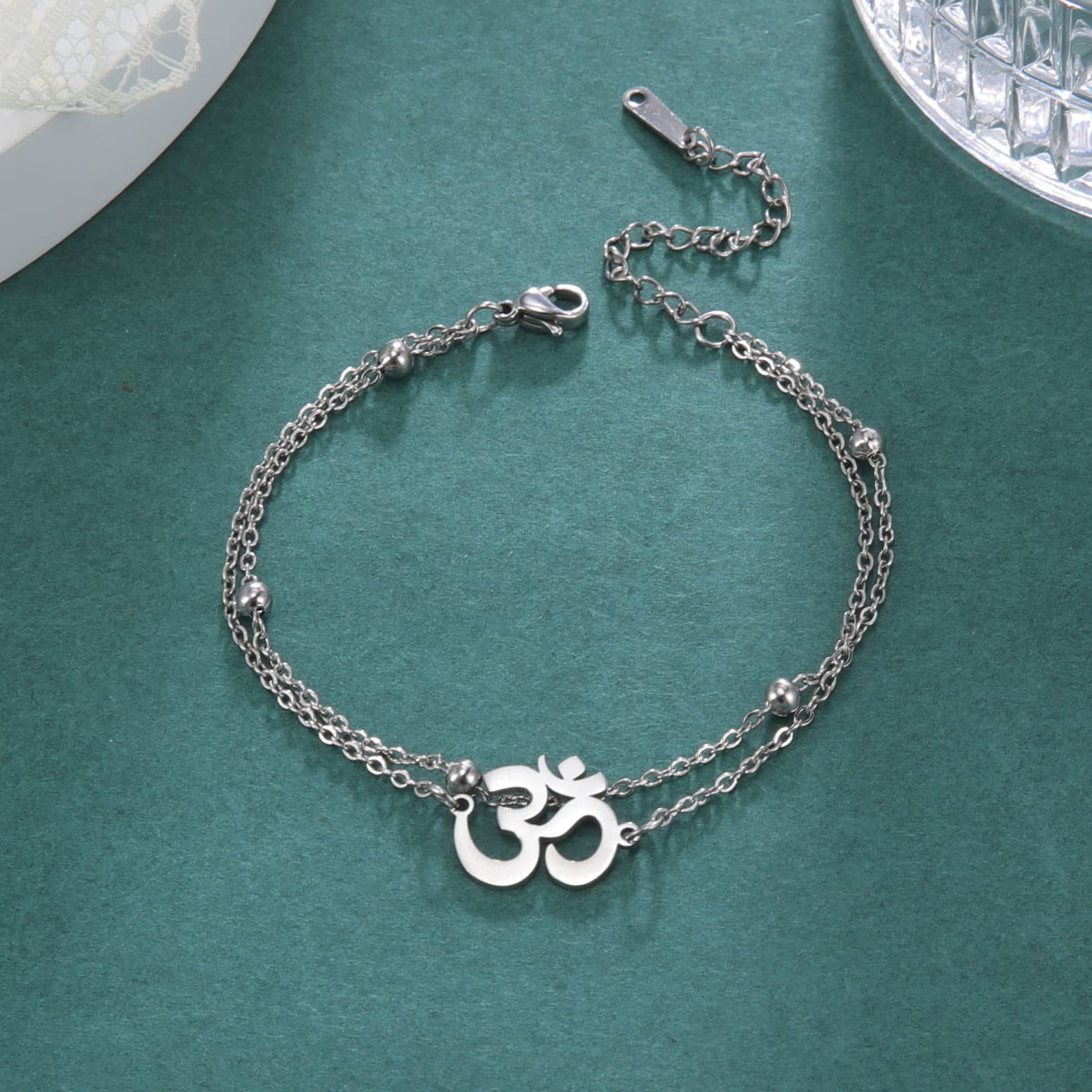 EUEAVAN Bracelets Bracciale Om Argento Yoga Amuleto