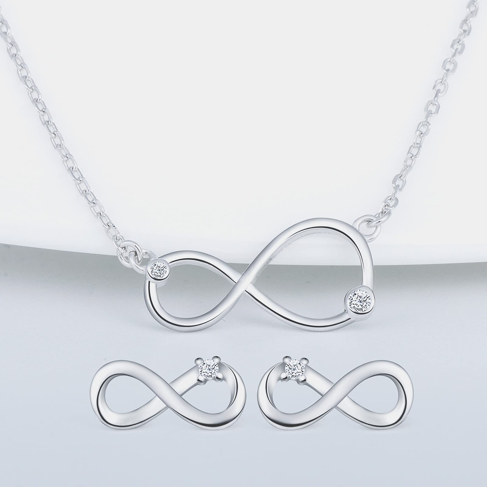 INFINIONLY Collana Orecchini Mini Parure Argento Zirconi
