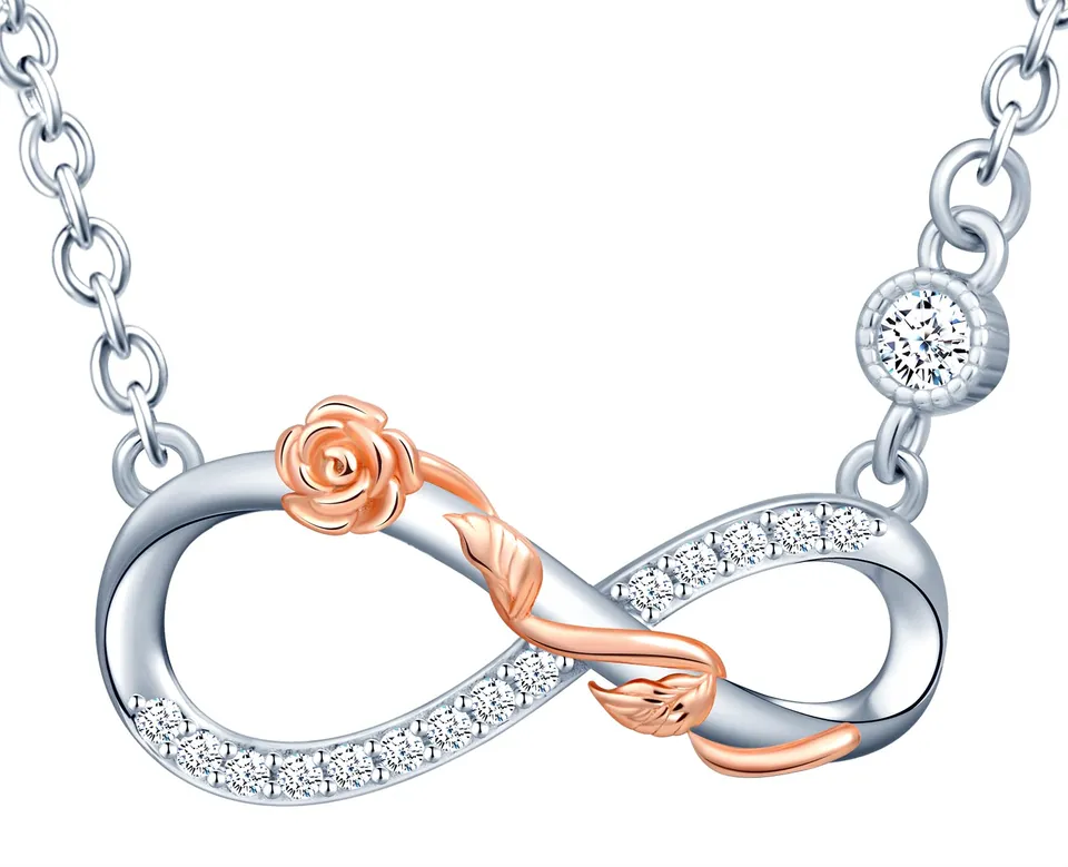 INFINIONLY Fashion Necklaces collana bicolore infinito rosa