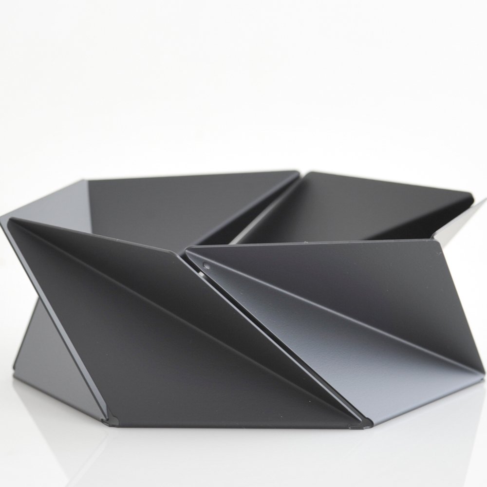 Alessi Kaleidos NS02 B Cestino Nero Acciaio Tavola