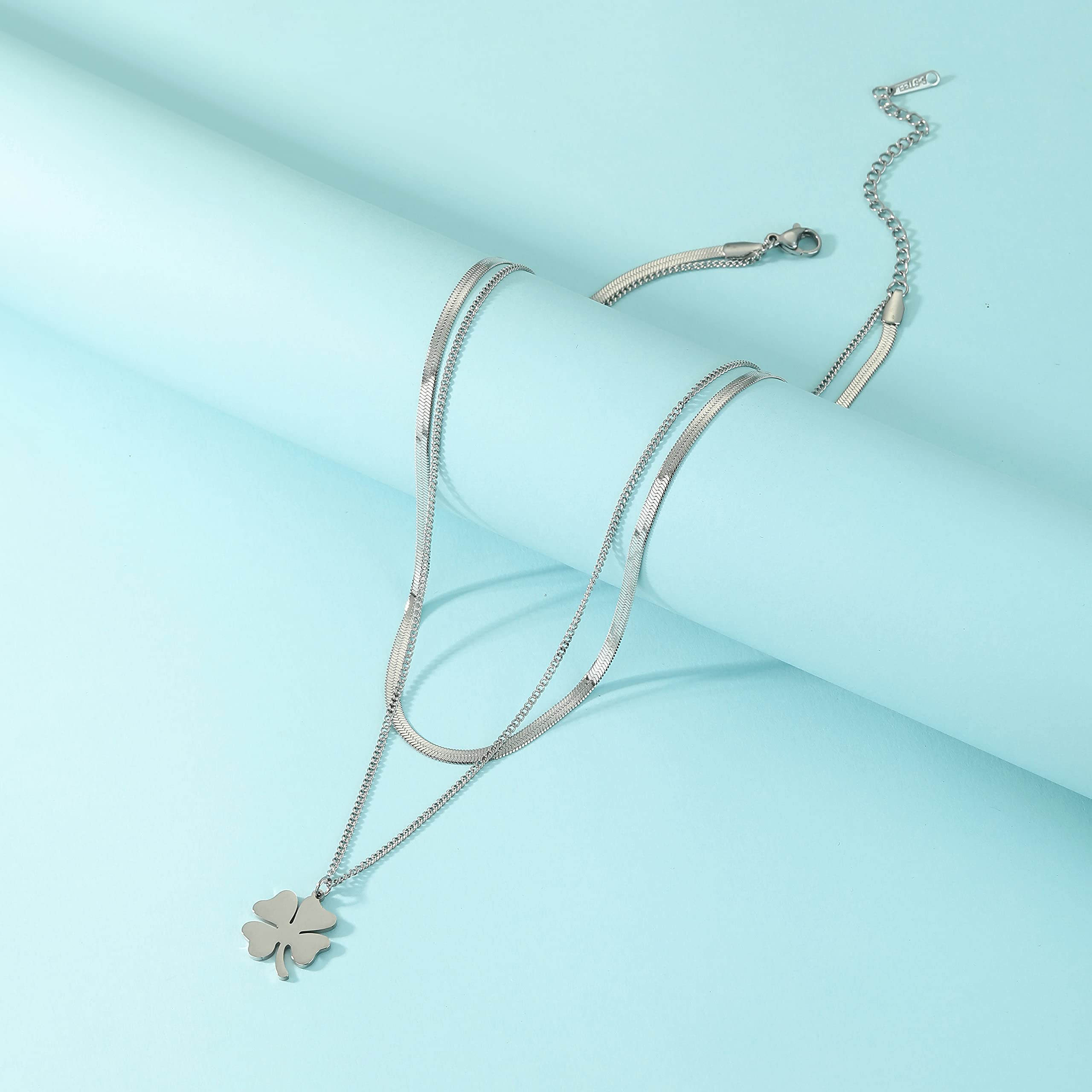 EUEAVAN Necklaces collana quadrifoglio Argento2 minimalista