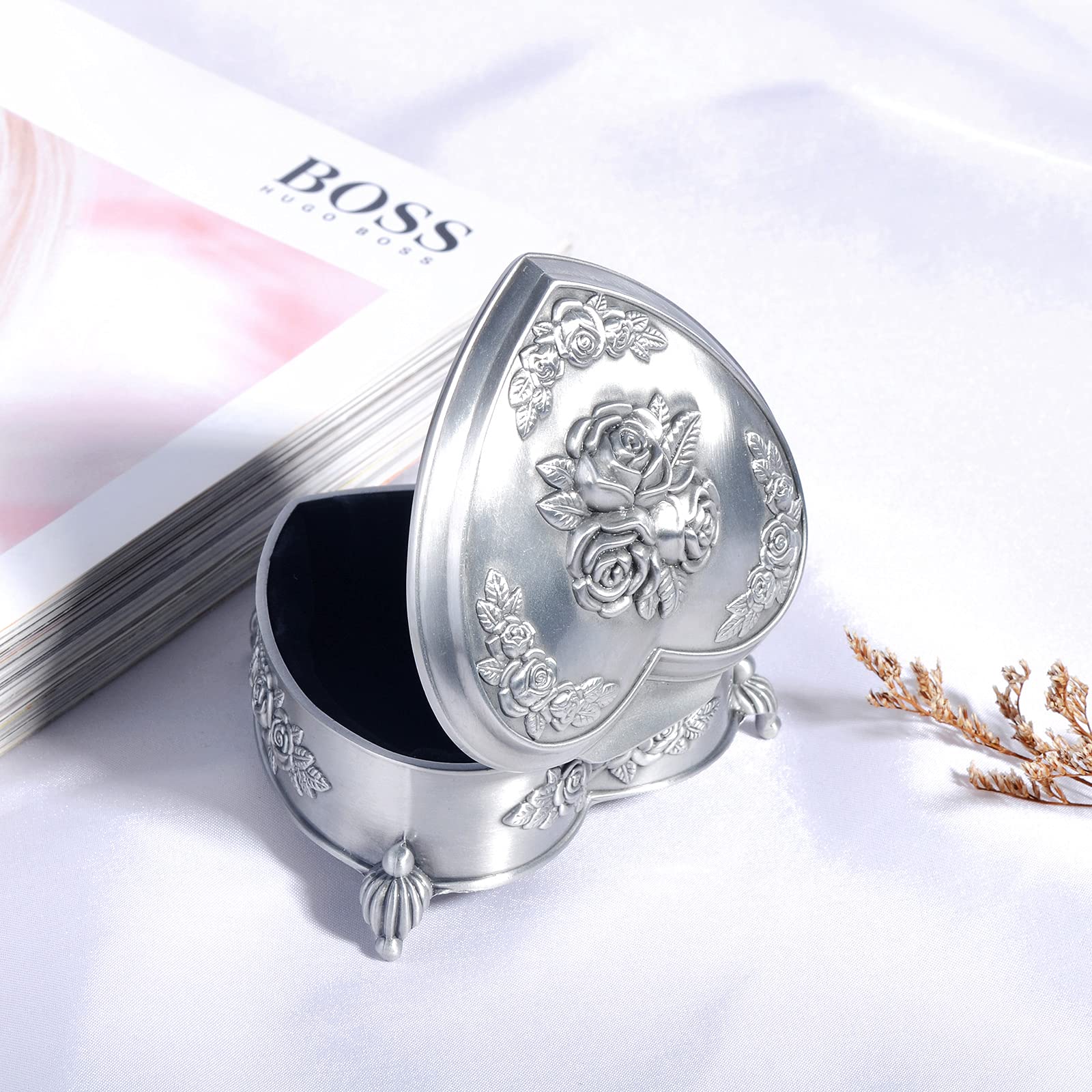 INFINIONLY Fashion portagioie vintage cuore rose metallo