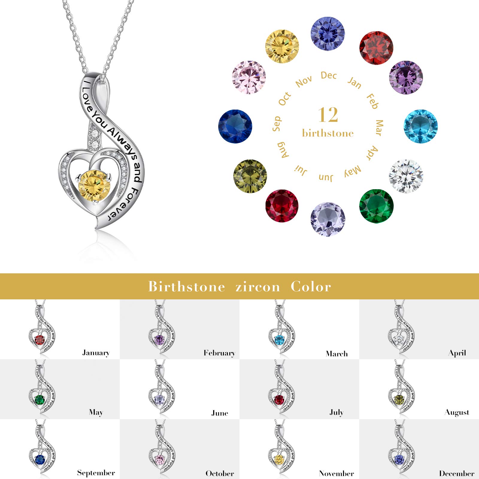 Jessemade Gioielli Collana Cuore Argento 925 con Zirconi Mamma