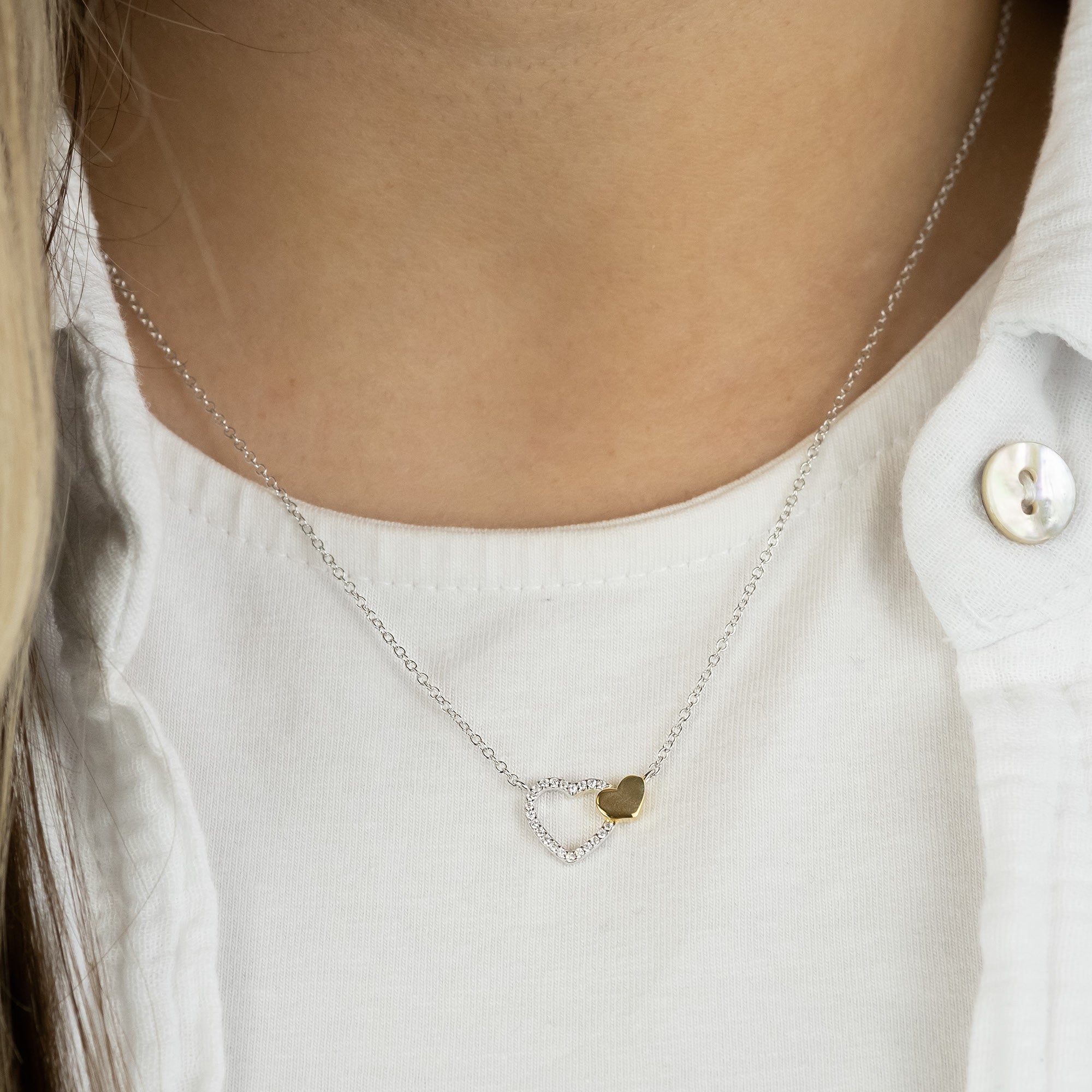 Engelsrufer With Love Collana Argento 925 Cuori Zirconia Bicolor