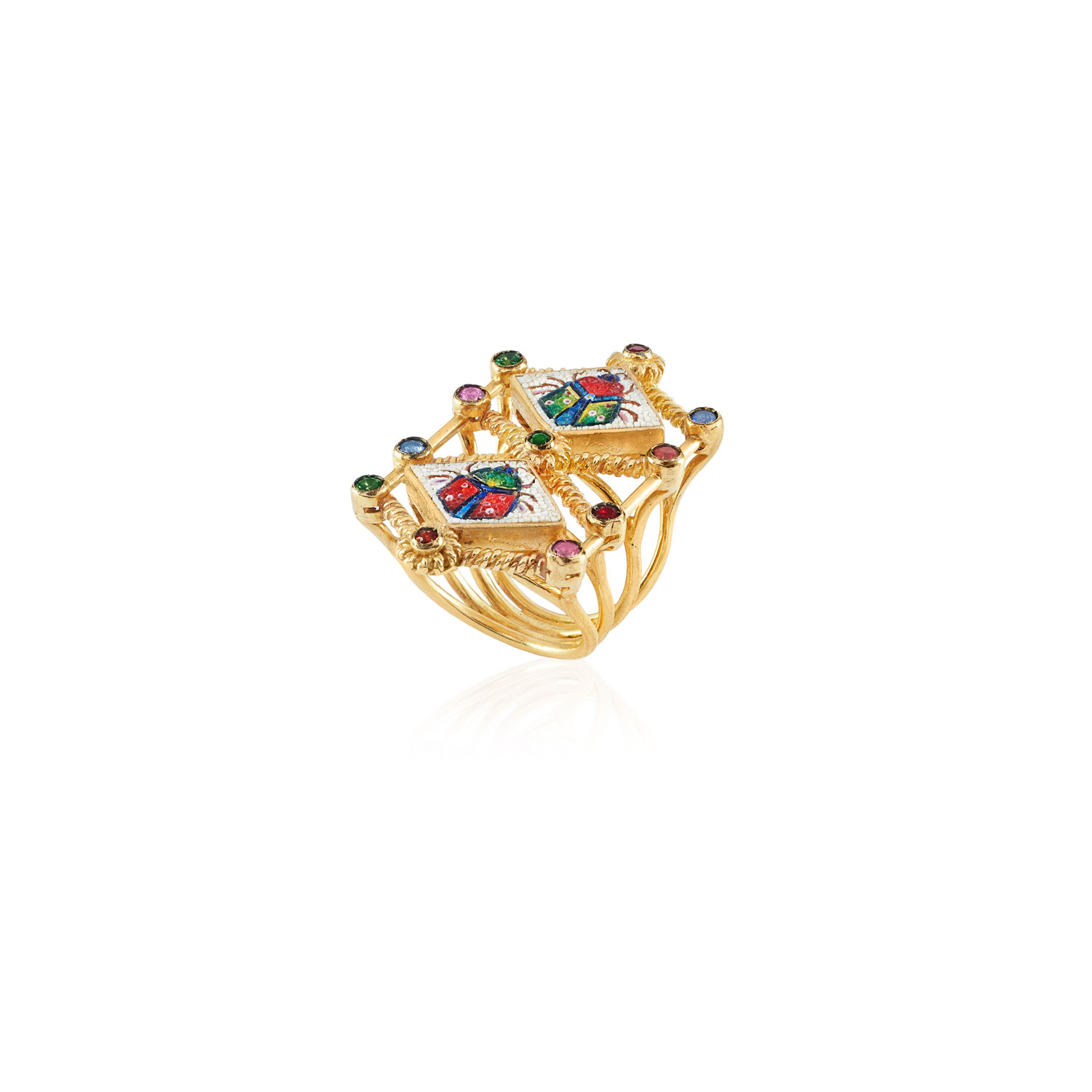 Le Sibille Aton Ra Anello in oro 18 ct con rubini e zaffiri