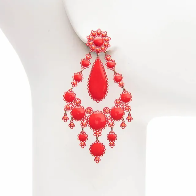 Chic Ad Hoc Orecchini Chandelier Gocce Rosso Geranio