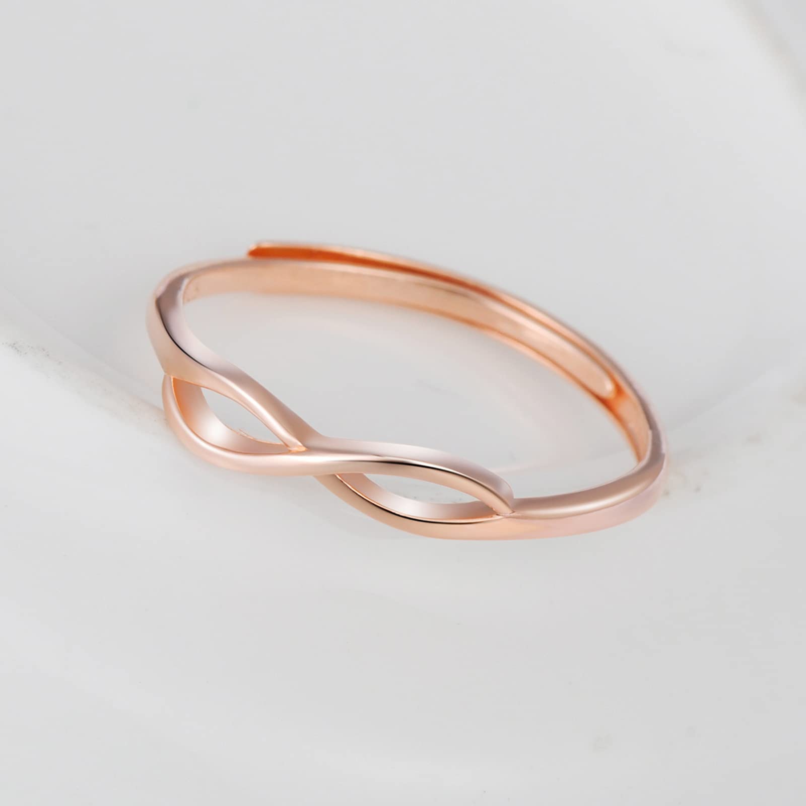 INFINIONLY Fashion Rings anello argento infinito oro rosa regolabile