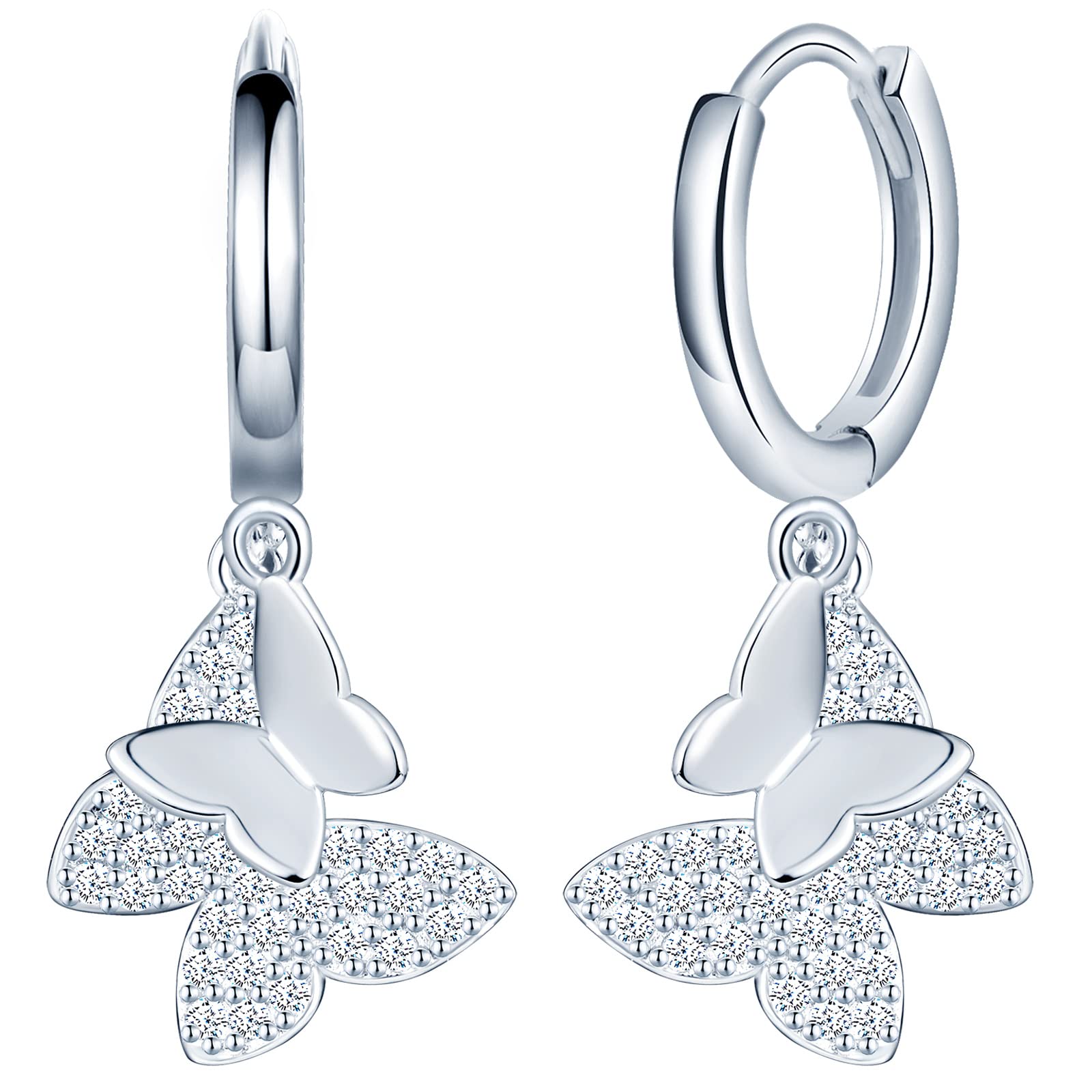 INFINIONLY Fashion Orecchini Farfalla Argento 925 Zirconi