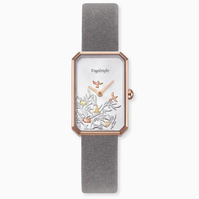 Engelsrufer Tree of Life orologio rosé pelle grigia