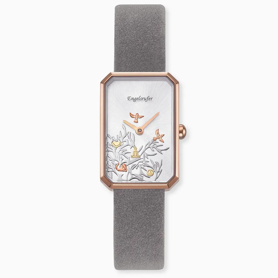Engelsrufer Tree of Life orologio rosé pelle grigia
