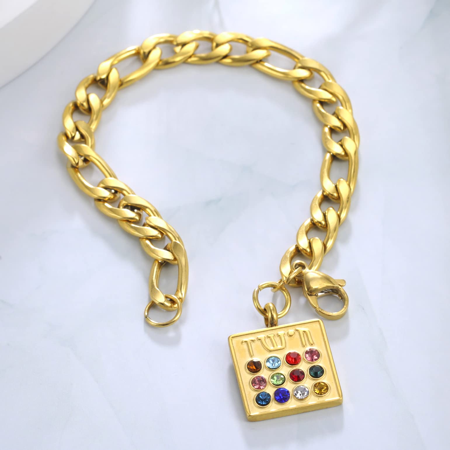 Eueavan Bracelets Bracciale 12 Tribù Ebraico Oro Amuleto Israele