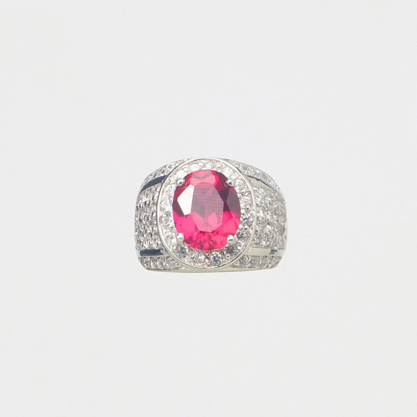 Chic Ad Hoc Anelli Anello Fascia Argento Rosso Rubino