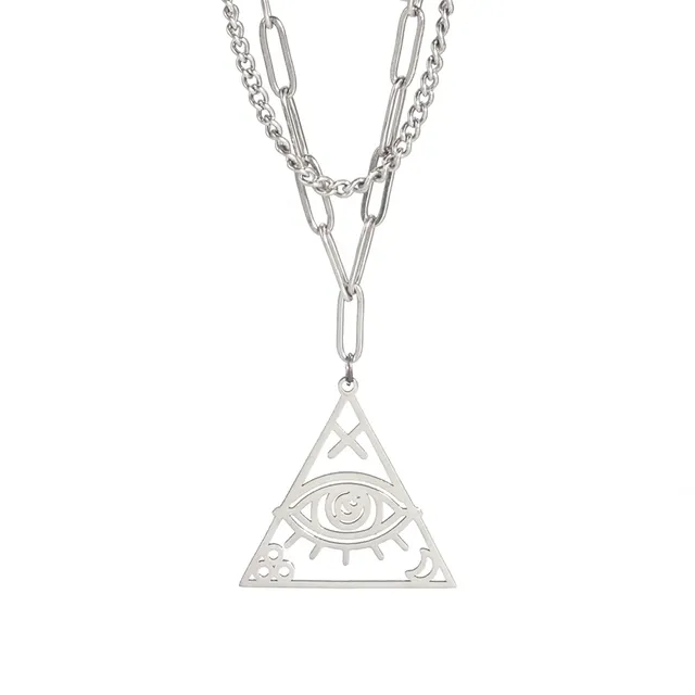 EUEAVAN Necklaces Collana occhio Horus acciaio triangolo