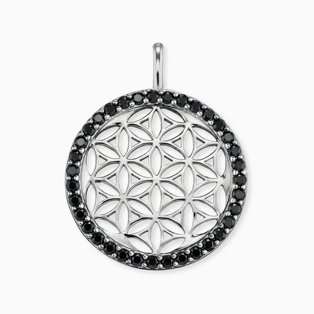 Engelsrufer Anhänger Lebensblume Ciondolo Argento 925 Zirconia Nera