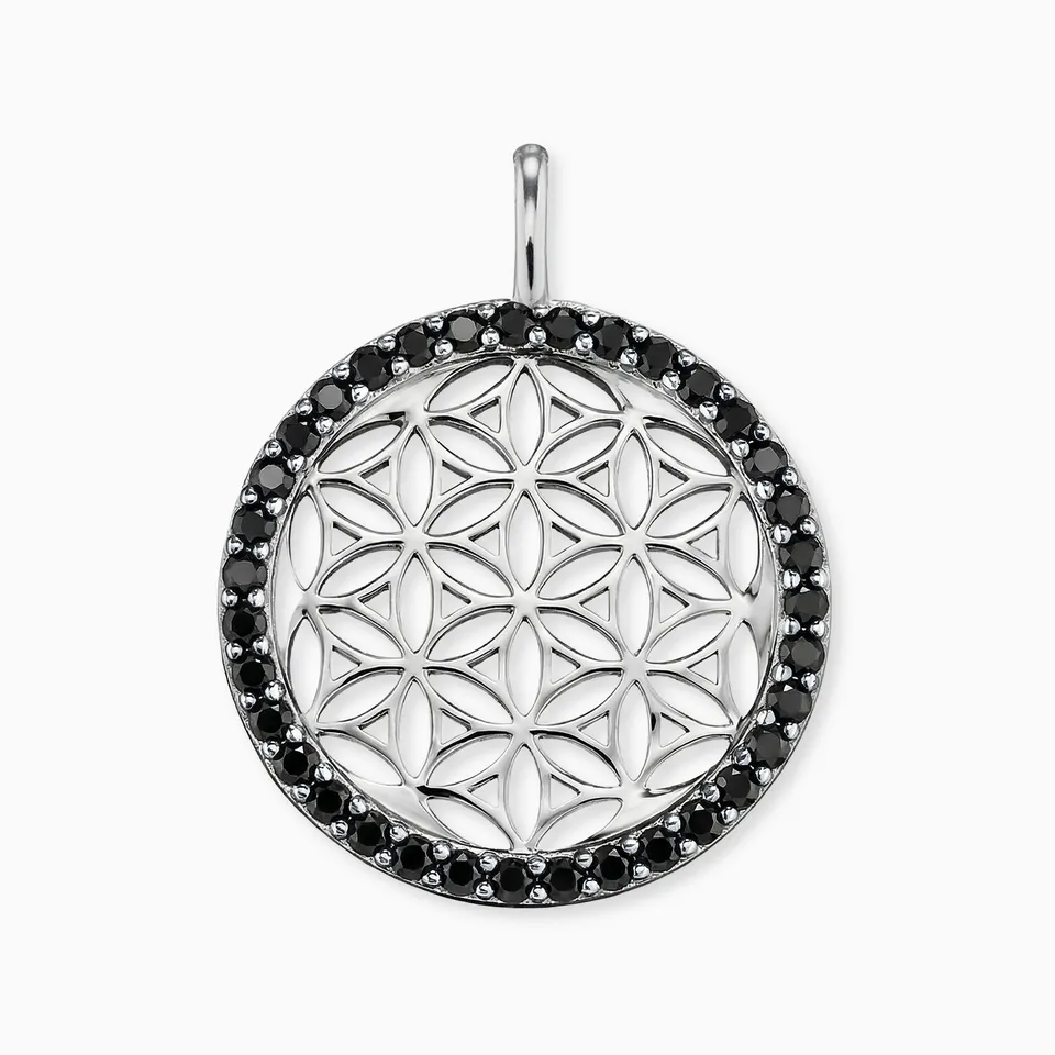 Engelsrufer Anhänger Lebensblume Ciondolo Argento 925 Zirconia Nera