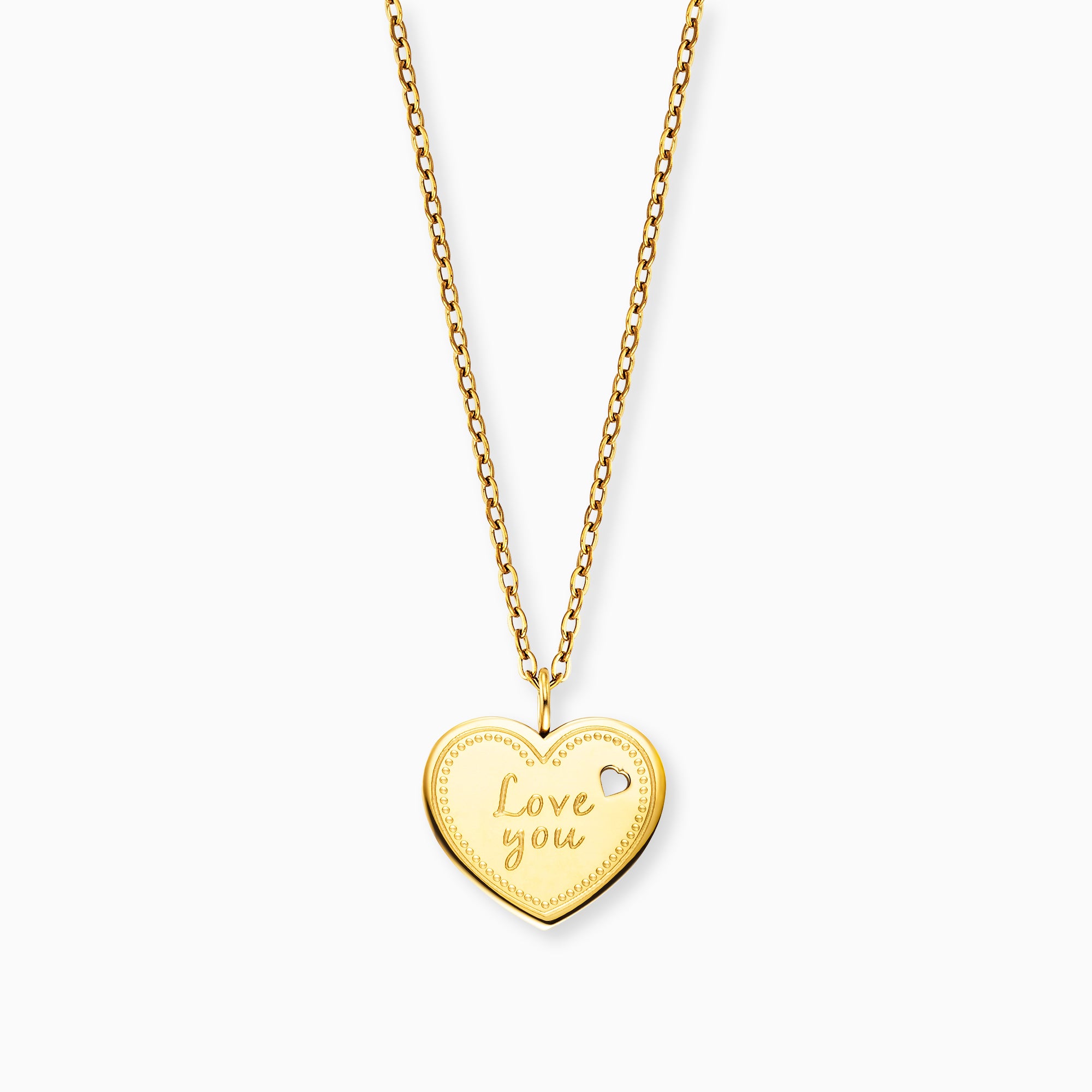 MySteel Love You collana acciaio oro cuore biglietto