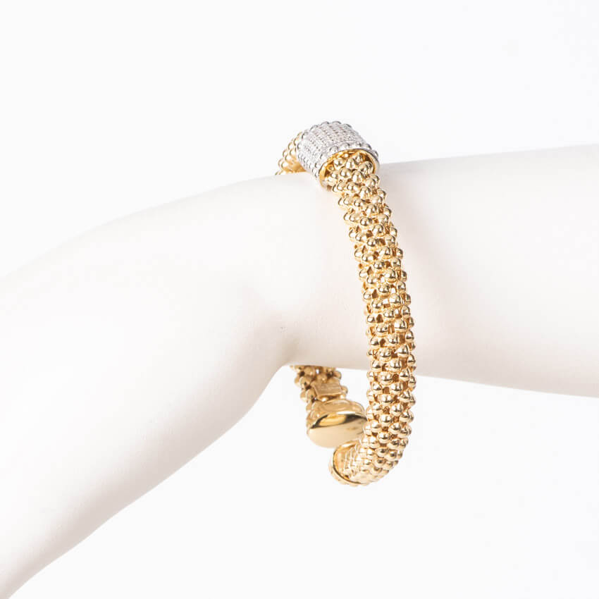 Chic Ad Hoc Bracciali rigido bracciale mesh argento zirconi