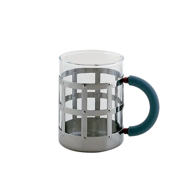 ALESSI DOMENICO Tavola mug acciaio vetro azzurro 35cl