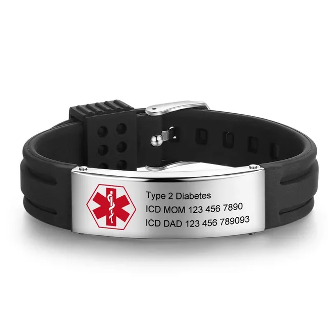 Jessemade braccialetto SOS emergenza silicone acciaio
