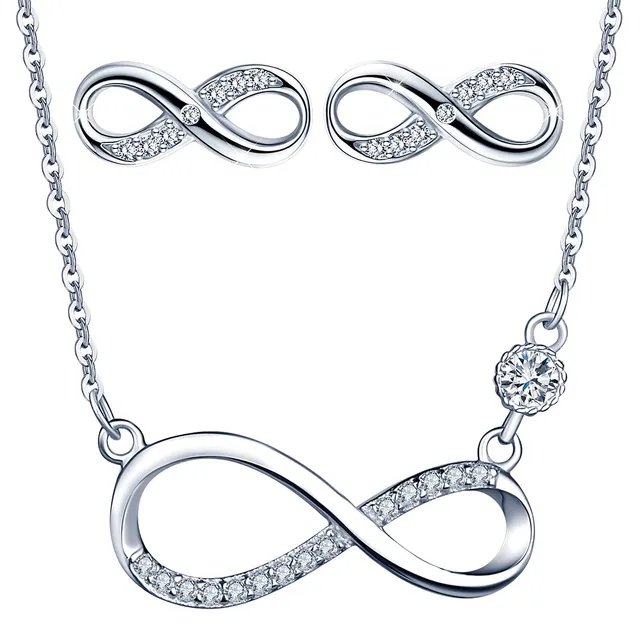 INFINIONLY Fashion Necklaces parure collana orecchini argento 925
