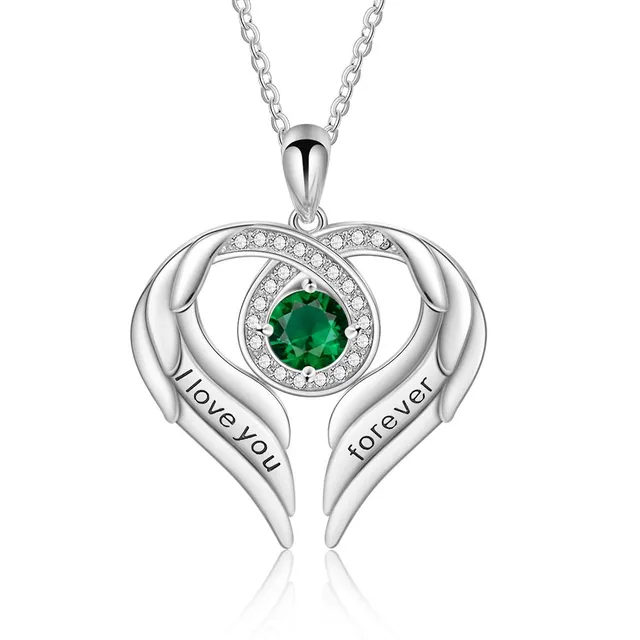 Jessemade Gioielli Collana Argento 925 Ala Cuore Zirconi