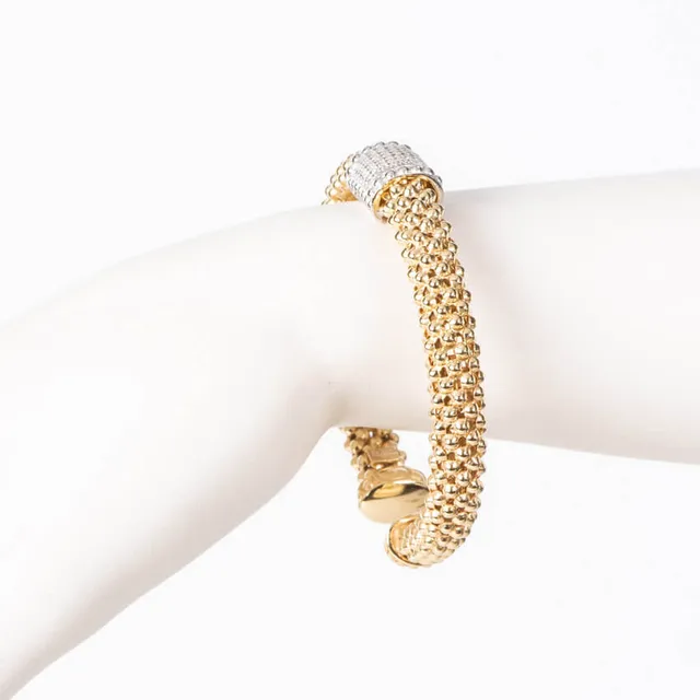 Chic Ad Hoc Bracciali rigido bracciale mesh argento zirconi