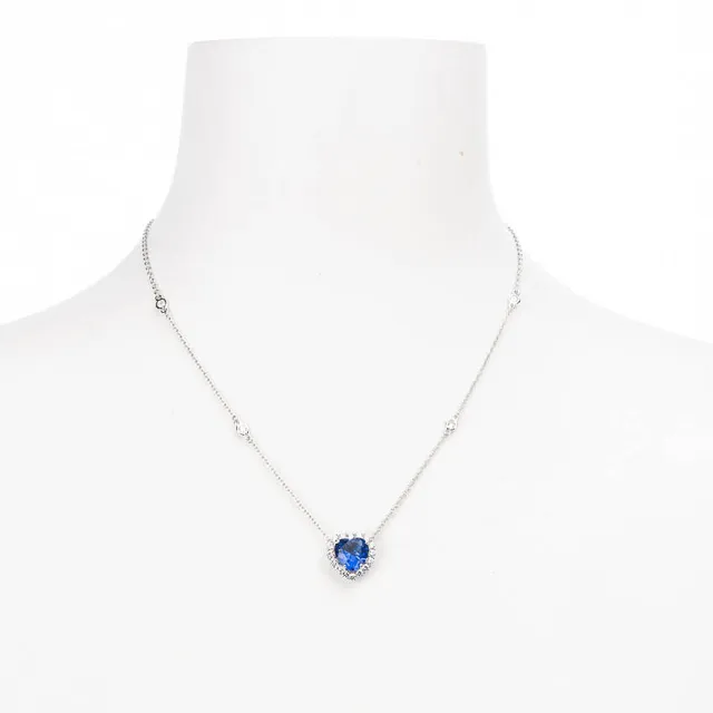 Chic Ad Hoc Collana girocollo argento zirconi cuore blu