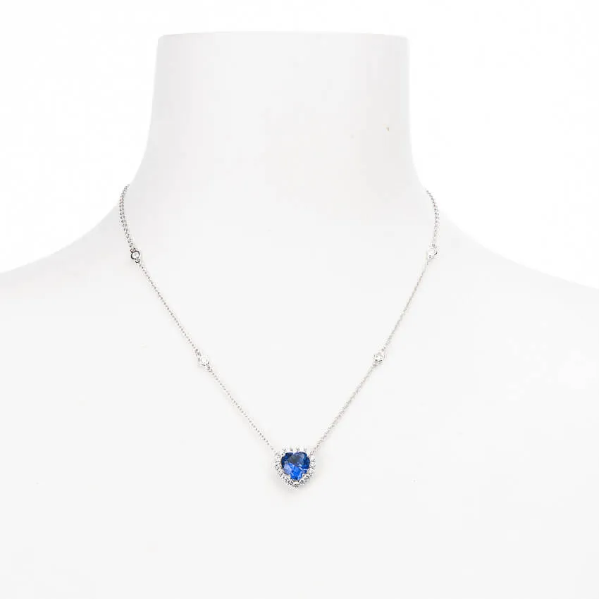 Chic Ad Hoc Collana girocollo argento zirconi cuore blu