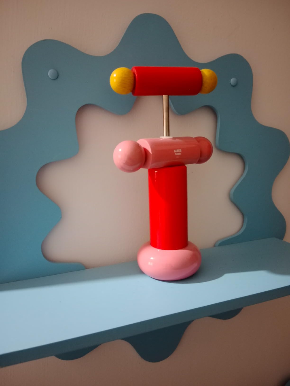 Alessi ES17 2 Cavatappi Legno Faggio Rosso Giallo Rosa