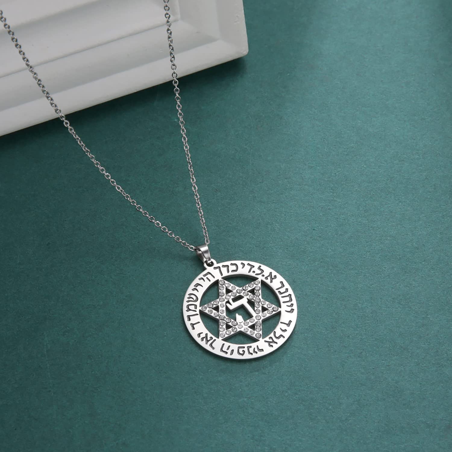 EUEAVAN Necklaces Collana Stella di David Acciaio