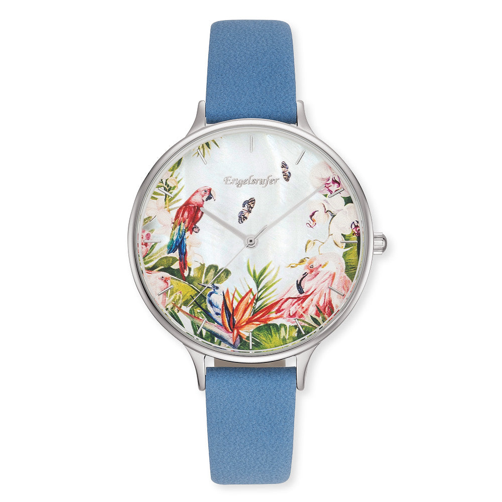 Engelsrufer Paradise orologio acciaio pelle azzurro madreperla