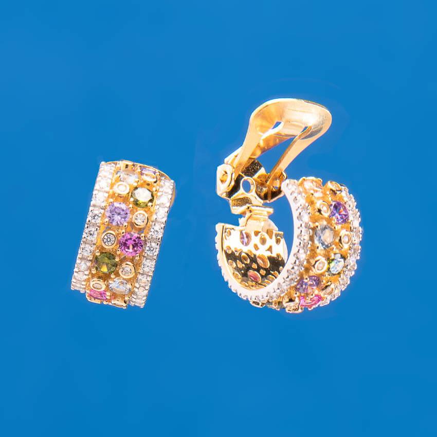 Chic Ad Hoc Orecchini clip mezzo cerchio zirconi multicolor