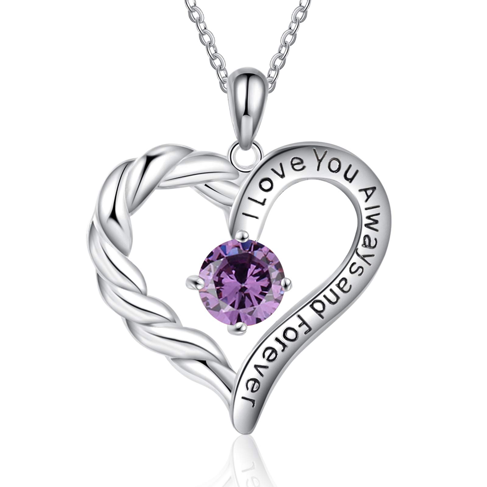 Jessemade Gioielli Collana Cuore Argento 925 Birthstone Mamma