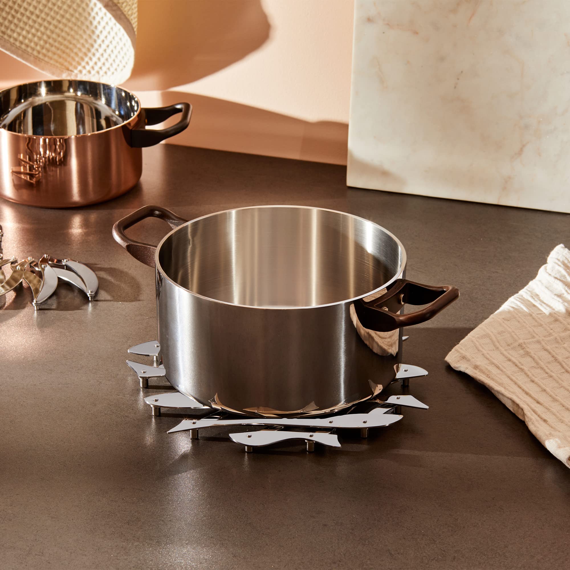 Alessi Pescher DUL03 Sottopentola Estensibile 51 cm Acciaio