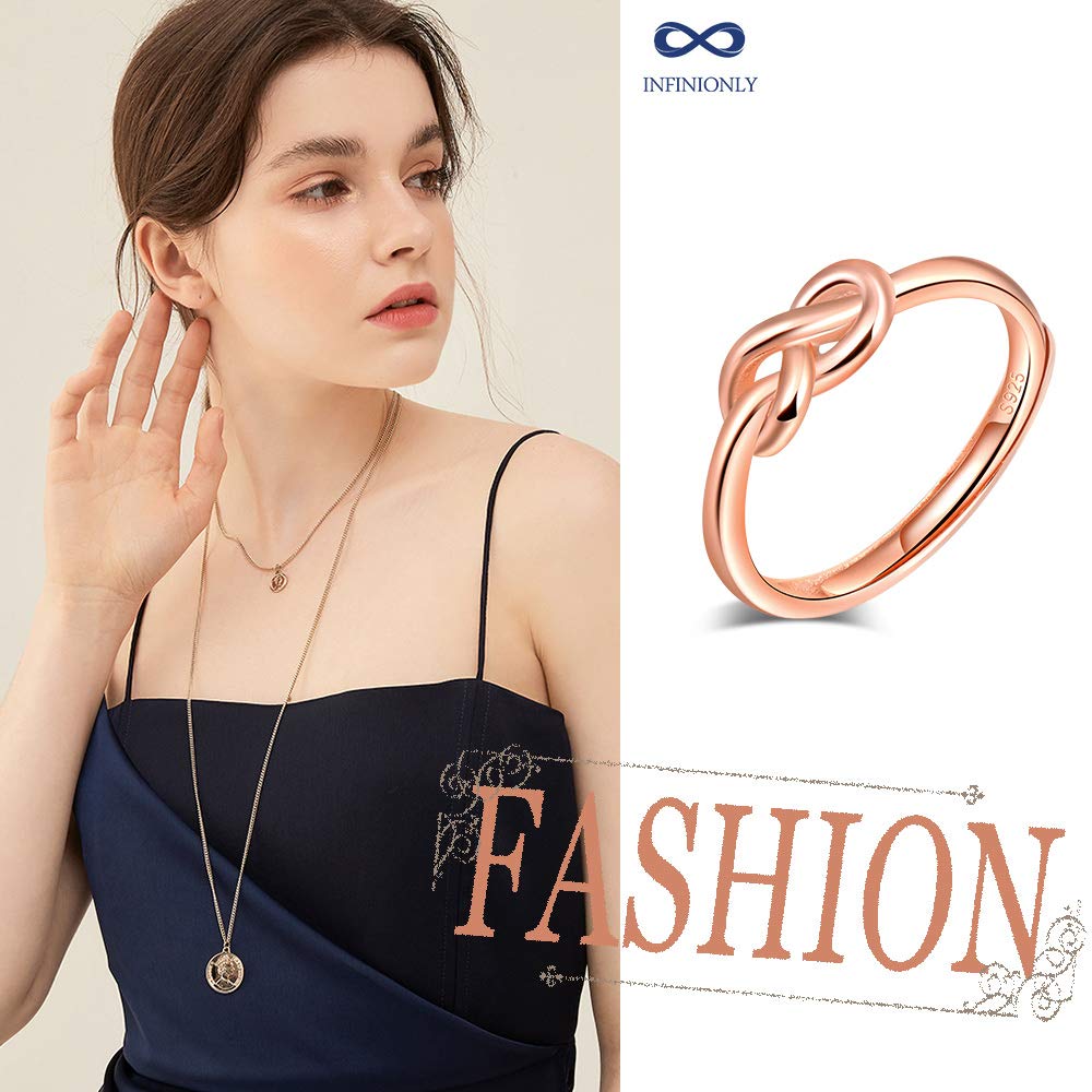 INFINIONLY Anello Infinito Argento 925 Oro Rosa Regolabile Donna