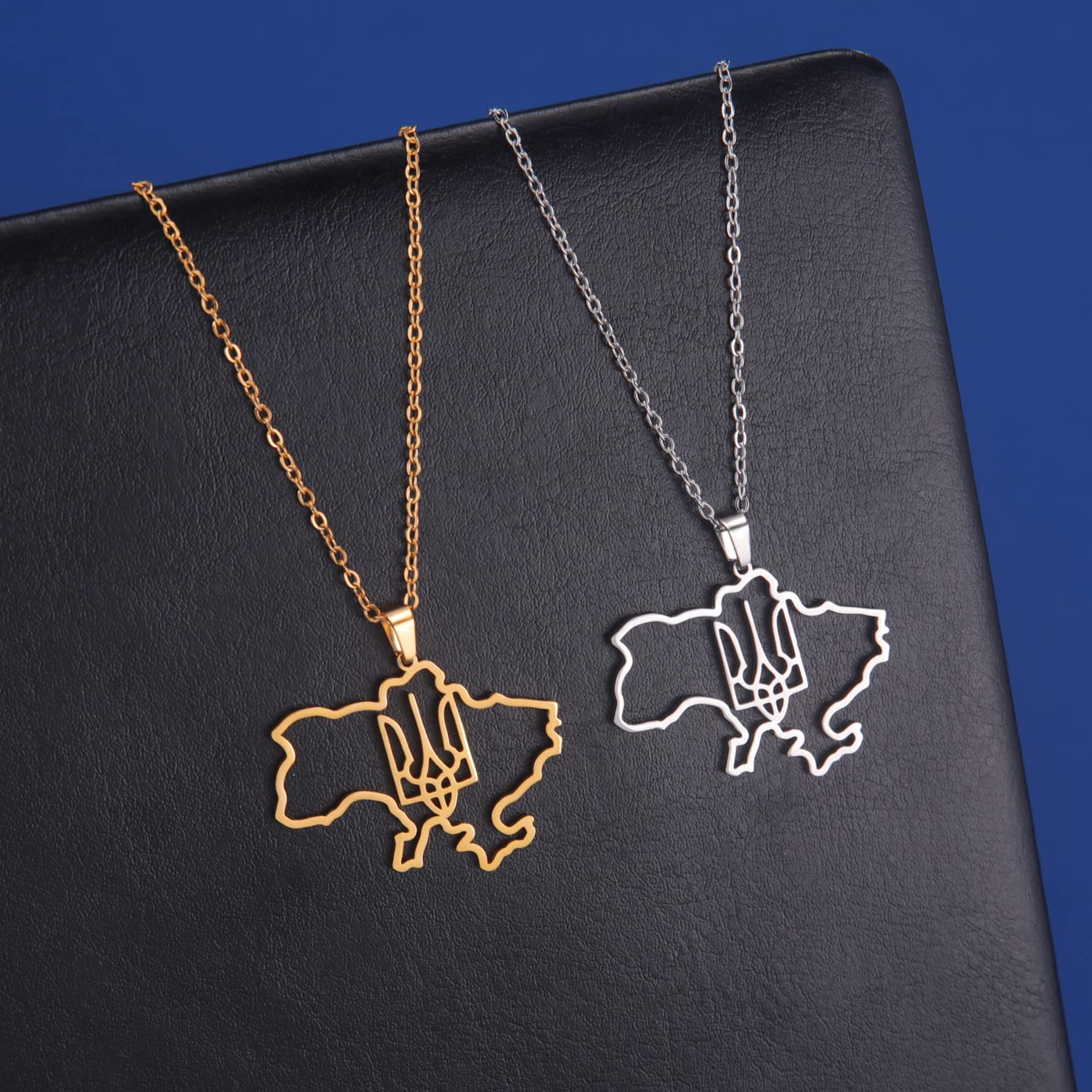 EUEAVAN mappa Ucraina collana acciaio silver3 patriottica