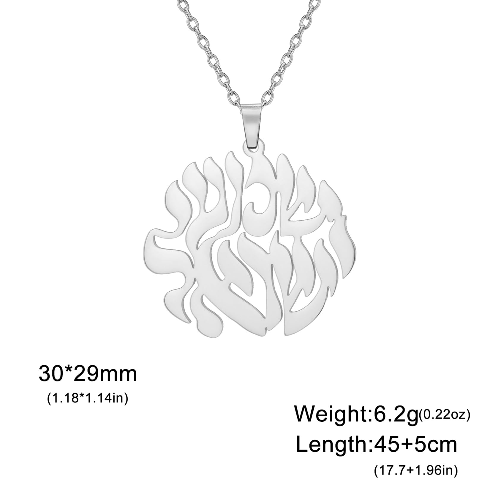 Eueavan Necklaces Collana Shema Israel Argento Preghiera Ebraica