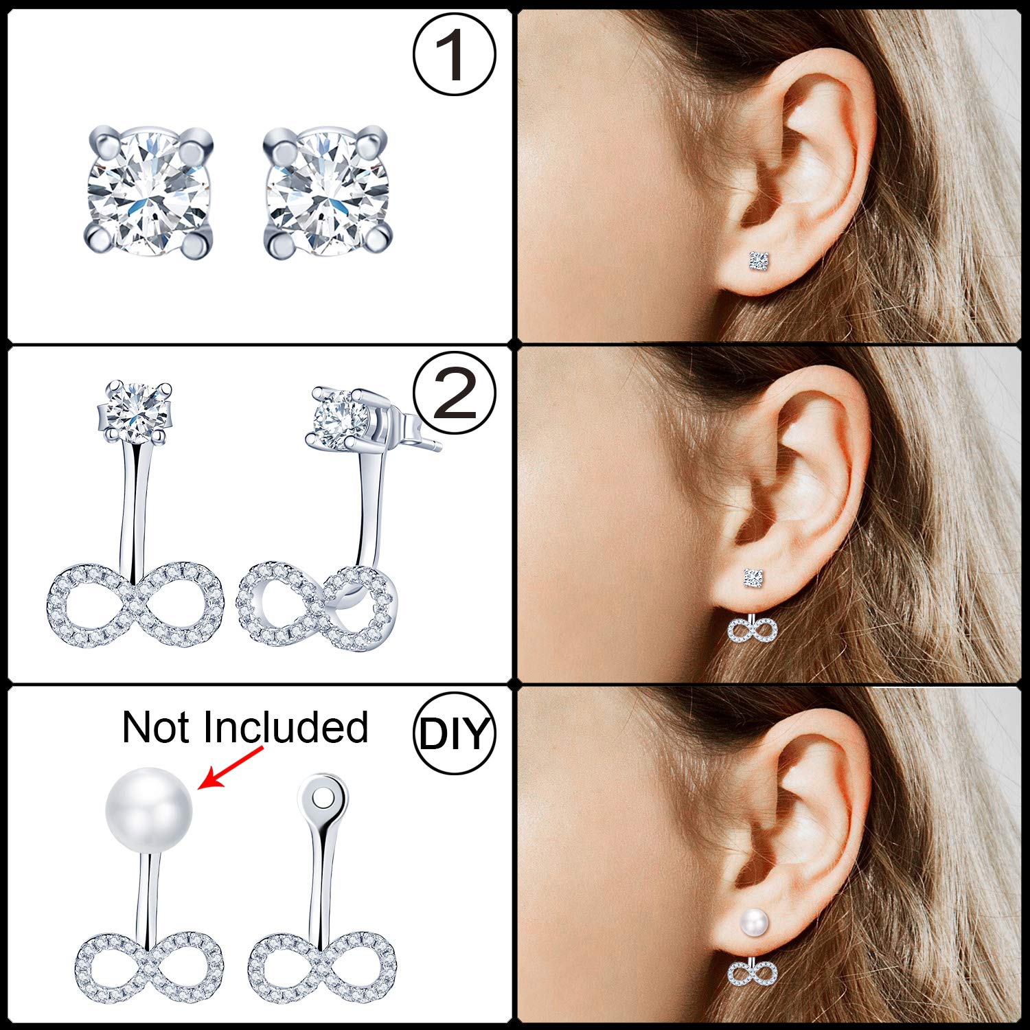 Infinionly Fashion orecchini infinito 2 modi argento 925